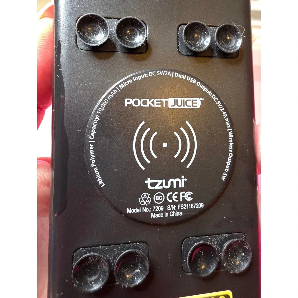 Tzumi PocketJuice 10000mAh Wireless Power Bank Dual USB‎ Portable Charger 7209